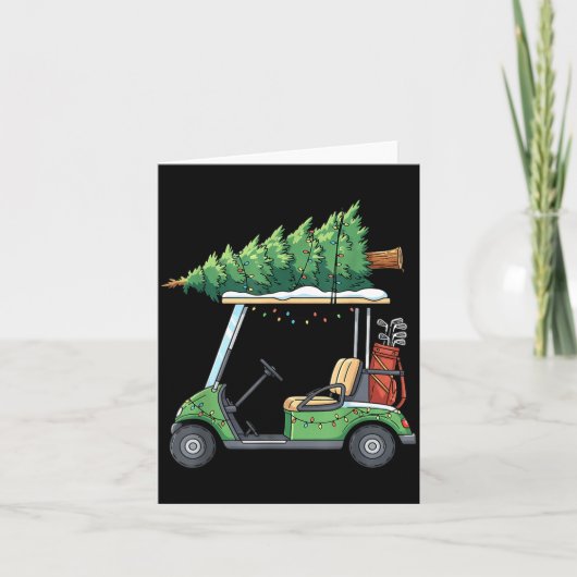 Golf Cart Christmas Tree Lights Funny For Men Wome Kaart (Voorkant)