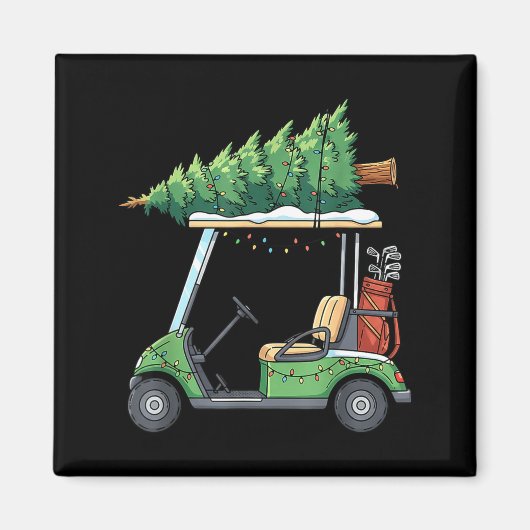 Golf Cart Christmas Tree Lights Funny For Men Wome Magneet (Voorkant)