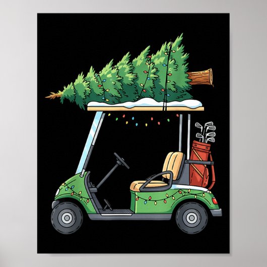 Golf Cart Christmas Tree Lights Funny For Men Wome Poster (Voorkant)
