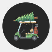 Golf Cart Christmas Tree Lights Funny For Men Wome Ronde Sticker (Voorkant)