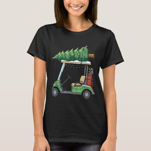 Golf Cart Christmas Tree Lights Funny For Men Wome T-shirt (Voorkant)