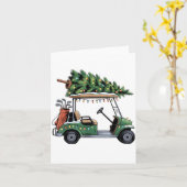 Golf Cart Christmas Tree Lights Golfing Golfer Fun Kaart (Gele Bloem)