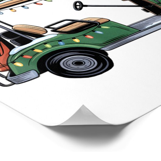 Golf Cart Christmas Tree Lights Golfing Golfer Fun Poster (Hoek)