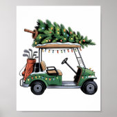 Golf Cart Christmas Tree Lights Golfing Golfer Fun Poster (Voorkant)