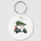 Golf Cart Christmas Tree Lights Golfing Golfer Fun Sleutelhanger (Voorkant)
