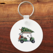 Golf Cart Christmas Tree Lights Golfing Golfer Fun Sleutelhanger (Voorkant)