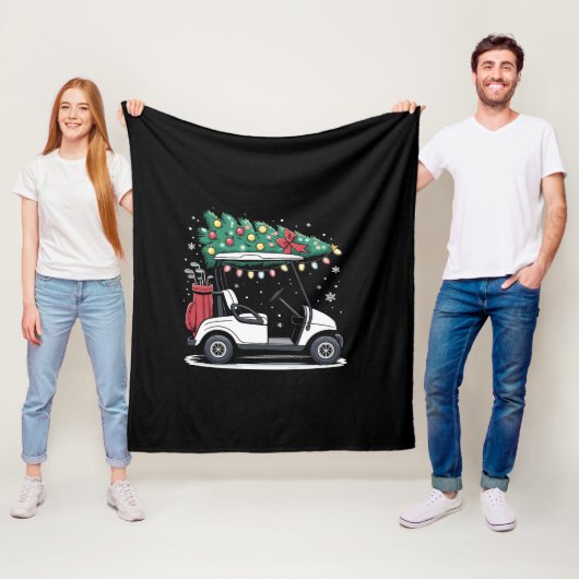 Golf Cart Christmas Tree Lights Xmas Sport Golfer  Fleece Deken (In situ)