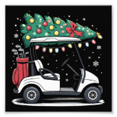 Golf Cart Christmas Tree Lights Xmas Sport Golfer  Foto Afdruk (Voorkant)