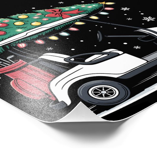 Golf Cart Christmas Tree Lights Xmas Sport Golfer  Foto Afdruk (Hoek)