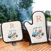 Golf Cart Clubs Monogram Naam Ovenwant & Pannenlap Set