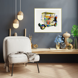 Golf Cart Compositie 1 - Canvas Art Print