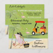 Golf Cart Course Retirement Party Kaart (Voorkant / Achterkant)