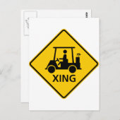 Golf Cart Crossing Highway Sign Briefkaart (Voorkant / Achterkant)