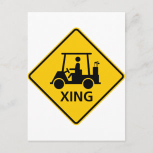 Golf Cart Crossing Highway Sign Briefkaart