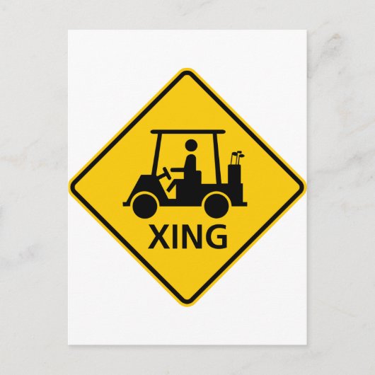 Golf Cart Crossing Highway Sign Briefkaart (Voorkant)