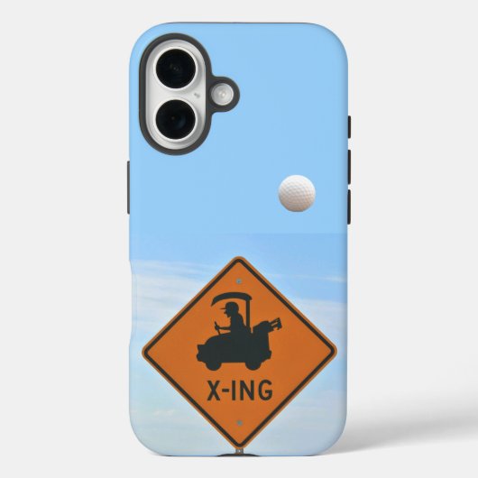 Golf Cart Crossing Sign. Golf Ball in Air Case-Mate iPhone Case (Achterkant)