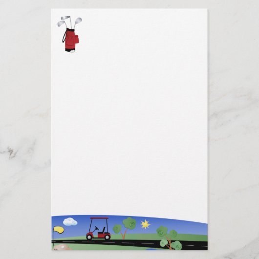 Golf Cart en Clubs Briefpapier (Voorkant)