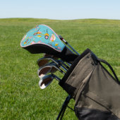 Golf Cart Girly Blue Golf Club Head Hoesje Golfheadcover (Insitu)