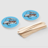 Golf cart / golf buggy cartoon illustration handwaaier (Niet-gemonteerd)
