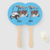 Golf cart / golf buggy cartoon illustration handwaaier (Voorkant en achterkant)