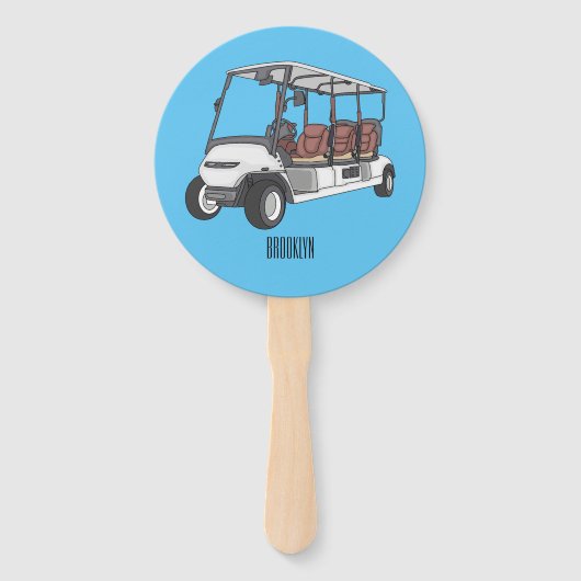 Golf cart / golf buggy cartoon illustration handwaaier (Voorkant)