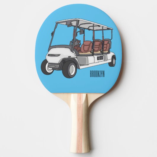 Golf cart / golf buggy cartoon illustration tafeltennisbatje (Voorkant)