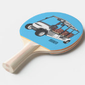 Golf cart / golf buggy cartoon illustration tafeltennisbatje (Voorkant Gekanteld)