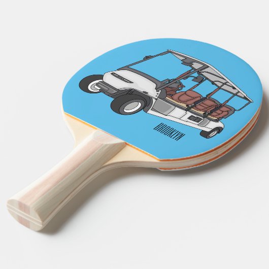 Golf cart / golf buggy cartoon illustration tafeltennisbatje (Voorkant Gekanteld)