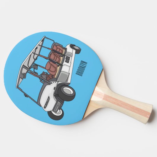 Golf cart / golf buggy cartoon illustration tafeltennisbatje (Zijkant)