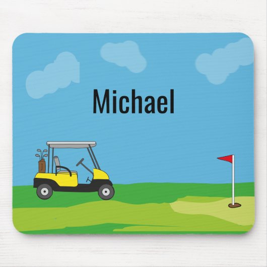 Golf Cart Golf Course Cartoon gepersonaliseerd Muismat (Voorkant)