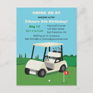 Golf Cart Kids Birthday Party Kaart