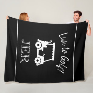 Golf Cart Live naar Golf Monogrammed Black & White Fleece Deken