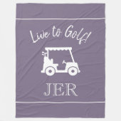 Golf Cart Live naar Golf Monogrammed Chic Paars Fleece Deken (Voorkant)