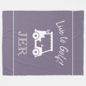 Golf Cart Live naar Golf Monogrammed Chic Paars Fleece Deken (Voorkant (Horizontaal))