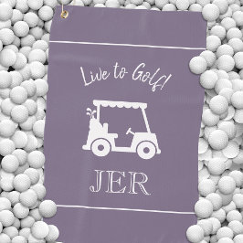Golf Cart Live naar Golf Monogrammed Chic Paars Golfhanddoek