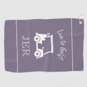 Golf Cart Live naar Golf Monogrammed Chic Paars Golfhanddoek (Horizontaal)