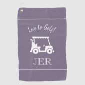 Golf Cart Live naar Golf Monogrammed Chic Paars Golfhanddoek (Voorkant)