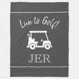 Golf Cart Live naar Golf Monogrammed Grey & White Fleece Deken