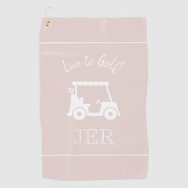 Golf Cart Live to Golf Monogrammed Chic Roze Golfhanddoek