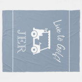 Golf Cart Live to Golf Monogrammed Dusty Blue Fleece Deken (Voorkant (Horizontaal))