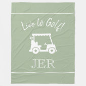 Golf Cart Live to Golf Monogrammed Sage Green Fleece Deken (Voorkant)