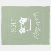 Golf Cart Live to Golf Monogrammed Sage Green Fleece Deken (Voorkant (Horizontaal))