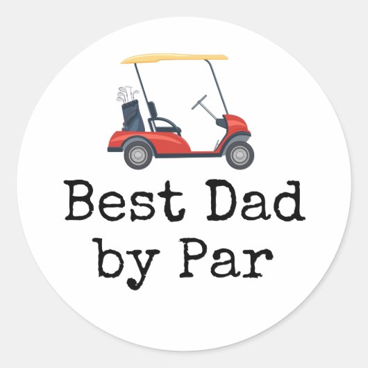 Golf Cart met Beste vader van Par Vader Ronde Sticker (Voorkant)