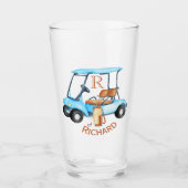 Golf Cart Monogram Voornaam Fun Beer Glas (Voorkant)