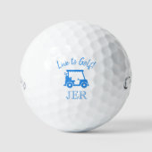 Golf Cart Monogrammed Initialen Live naar Golf Blu Golfballen (Voorkant)