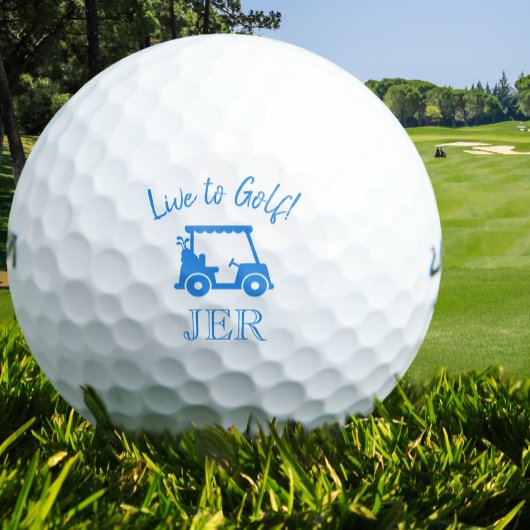 Golf Cart Monogrammed Initialen Live naar Golf Blu Golfballen