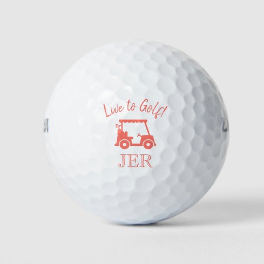 Golf Cart Monogrammed Initialen Live naar Golf Cor Golfballen (Voorkant)