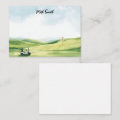 Golf cart on the course with Name for golfer Notitiekaartje (Voorkant / Achterkant)