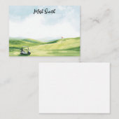 Golf cart on the course  with Name for golfer  Notitiekaartje (Voorkant / Achterkant)