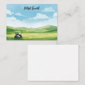 Golf cart on the course  with Name for golfer  Notitiekaartje (Voorkant / Achterkant)